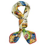 Schönes Seidentuch Damentuch aus 100% Seide Halstuch 85x85cm Schmetterlinge creme blau grün rot 6124